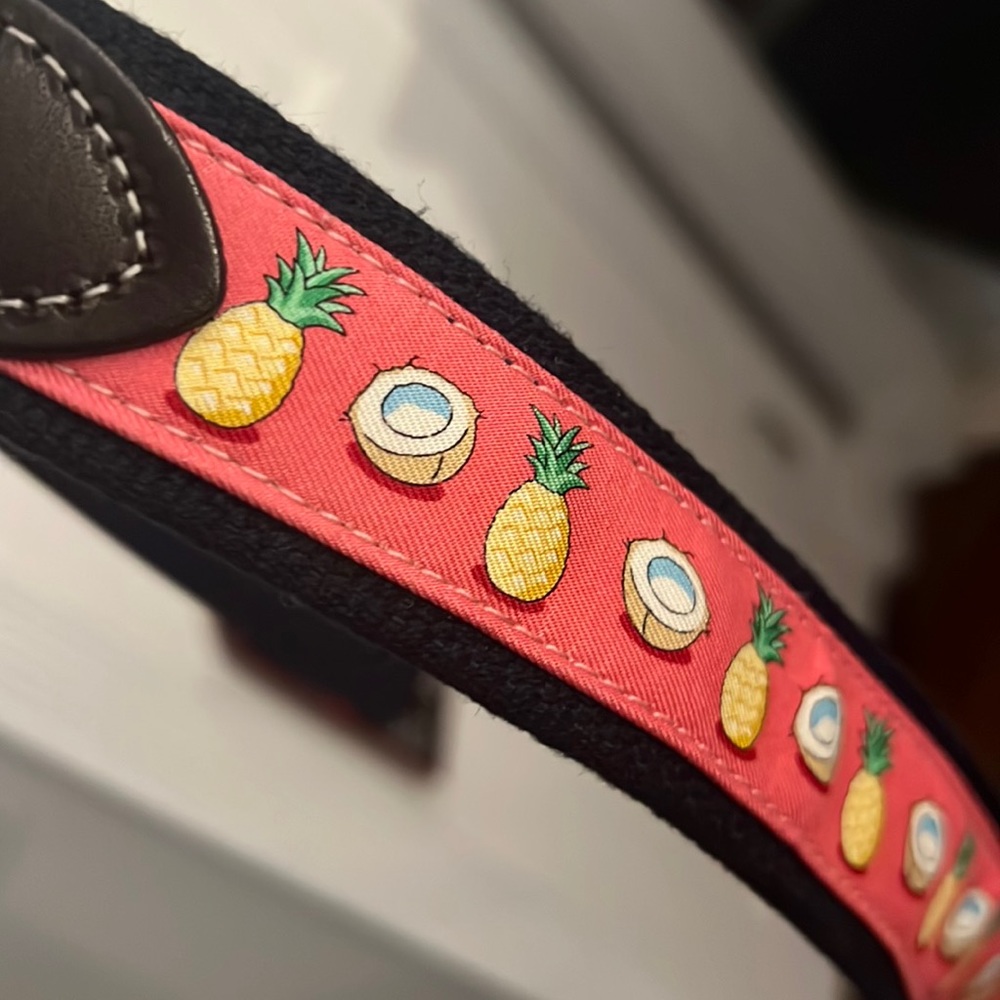 NWT Vineyard Vines Pineapple & Coconut Belt NTT BNWT Leather and Cotton 42 Pink